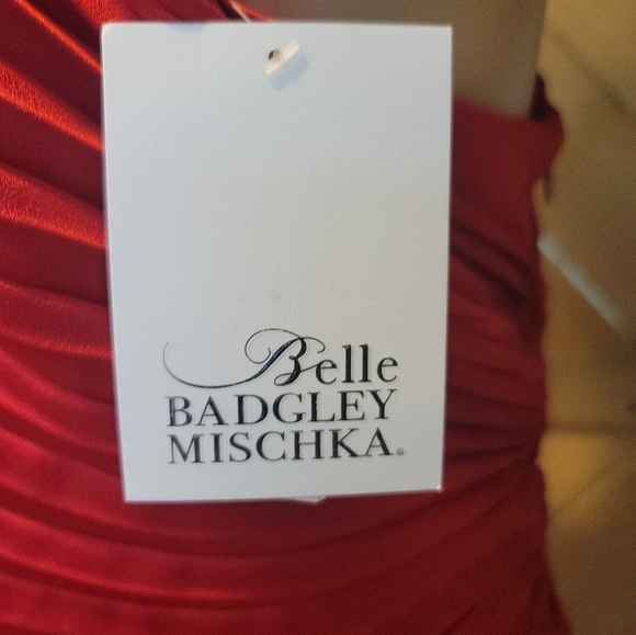 Badgley Mischka Kelsey Sleeveless One Shoulder Asymmetric Fit and Flare Dress - Picture 4 of 4